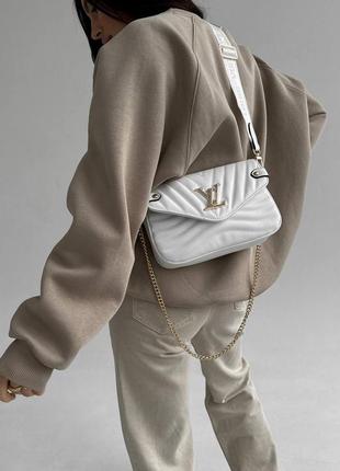 Жіноча шкіряна сумка lv mini white gold3 фото