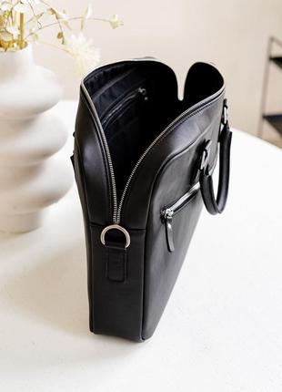 Сумка ділова шкіряна чорна briefcase7 фото