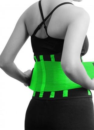 Пояс компрессионный для похудения и поддержки madmax mfa-277 slimming belt black/neon green m ku-222 фото