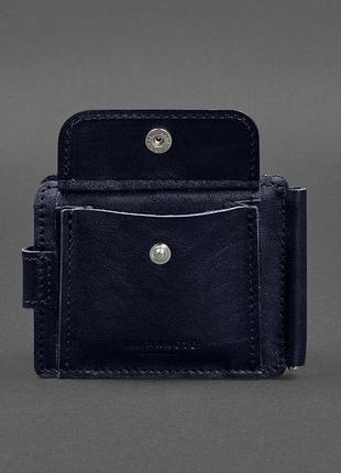 Шкіряне портмоне із затискачем для купюр, на кнопці синє крас 13.14 фото