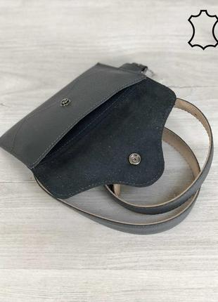 Кожаная женская сумка на пояс pauli серого цвета k602103 фото