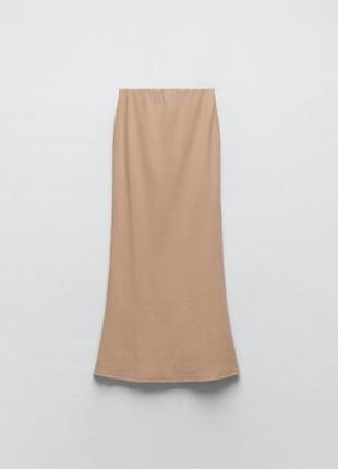 Длинная юбка с высокой талией и внутренним эластичным поясом.zara.6 фото