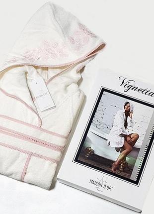 Халат женский maison d'or vignetta ecru-rose l