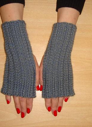 Рукавиці рукавички без пальців жіночі в'язані - комфорт 20201 фото