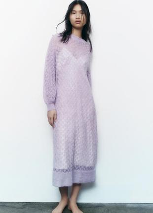 Zara ажурное платье шерсть, xs-s