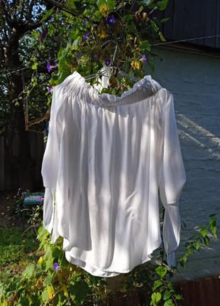 Біла блуза вільна2 фото