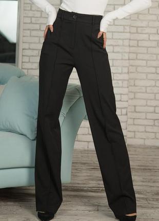 Чорні класичні брюки прямого крою чорні штани зі стрілками прямі брюки з кишенями4 фото