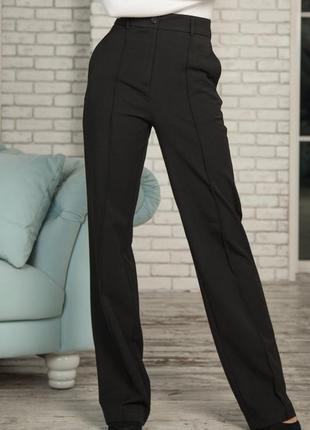 Чорні класичні брюки прямого крою чорні штани зі стрілками прямі брюки з кишенями1 фото