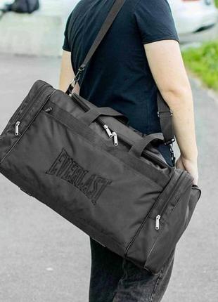 Большая дорожная спортивная сумка everlast bl черная текстильная для поездок на 60л прочная2 фото