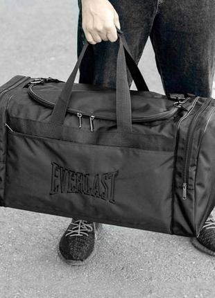 Большая дорожная спортивная сумка everlast bl черная текстильная для поездок на 60л прочная3 фото