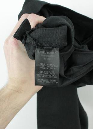 Дизайнерские брюки брюки брюки isabel marant black cotton/linen canvas pants with leather trim8 фото