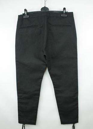 Дизайнерские брюки брюки брюки isabel marant black cotton/linen canvas pants with leather trim4 фото