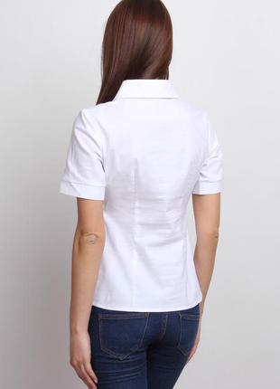 Белая женская блузка с рюшами, короткий рукав р602 фото