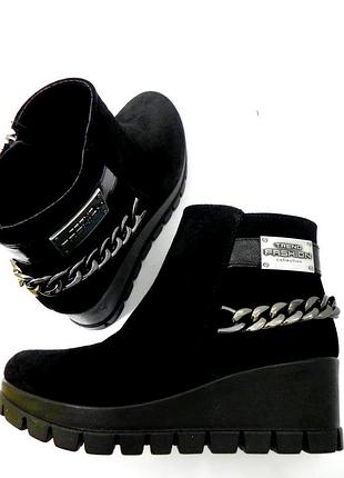 Демісезонні черевики, ботильйони півчобітки замша 40р