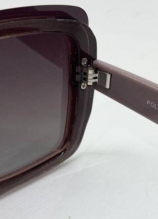 Cолнцезащитные очки женские прямоугольные с поляризацией безободковые пудра4 фото