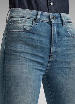 Шикарні джинси кльош g-star raw 3301 high flare light blue jeans wmns2 фото