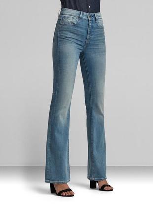 Шикарні джинси кльош g-star raw 3301 high flare light blue jeans wmns