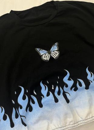 Топ с бабочкой и огнем, топ в принт