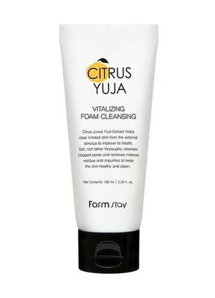 Пінка для вмивання з екстрактом юдзу farmstay citrus yuja vitalizing foam cleansing