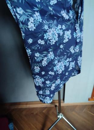 Легкий халат- кардиган синий в цветы батал6 фото