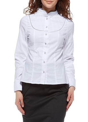 Белая женская блузка с декоративной кокеткой р70