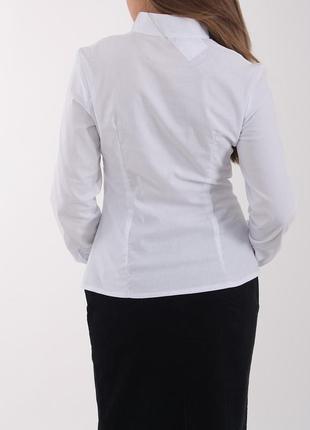 Белая женская деловая блузка под галстук "бабочка" р065 фото