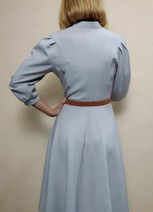 Сіре офісне плаття з рукавом три чверті п2304 фото