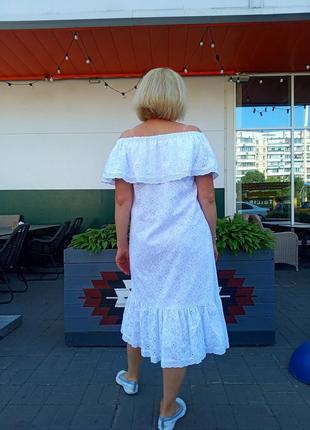 Нарядное белое платье из прошвы5 фото