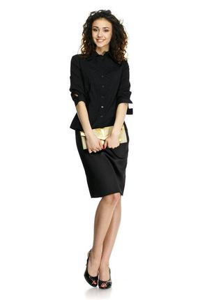 Блуза женская черная, декоративная кокетка р755 фото