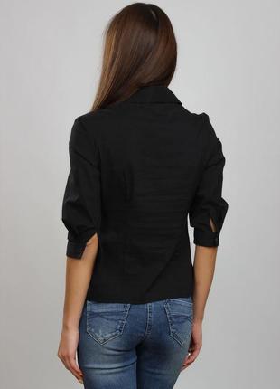 Блуза жіноча чорна, декоративна кокетка р752 фото