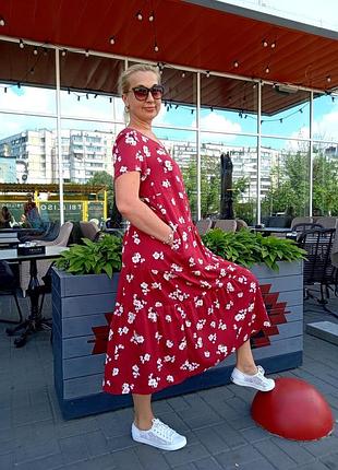 Платье штапельное вишня