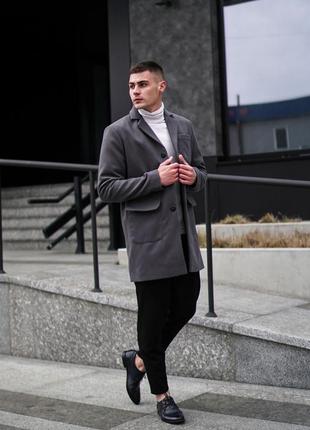Кашемірове стильне пальто чоловіче якісне на ґудзиках