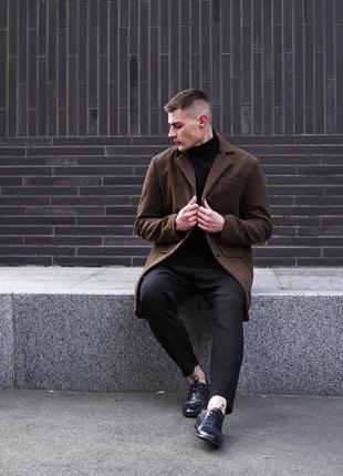 Кашемірове стильне пальто чоловіче якісне на ґудзиках4 фото