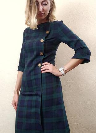 Женское теплое платье трапеция в клетку п190