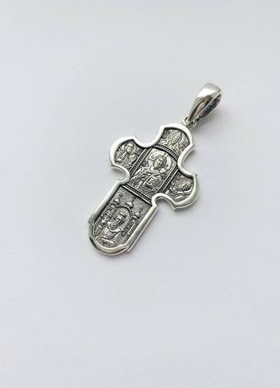 Серебряный крестик с изображением божией матери6 фото