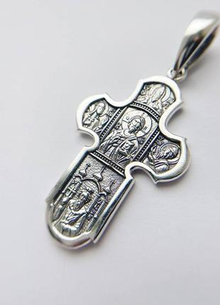 Срібний православний хрестик із зображенням божої матері