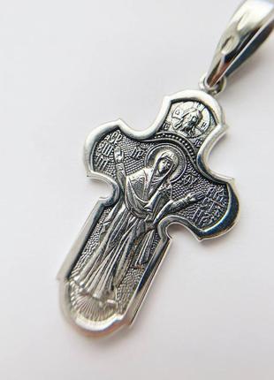 Серебряный крестик с изображением божией матери2 фото