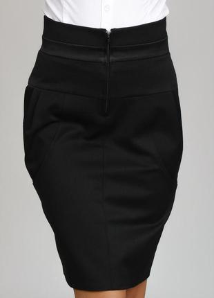 Юбка женская черная с карманами и высоким поясом ю44