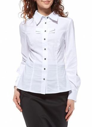 Блуза белая, длинный рукав, с бантиками р1067 фото