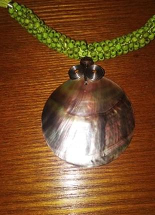 Ожерелье перламутровая ракушка-бисер-канат.2 фото