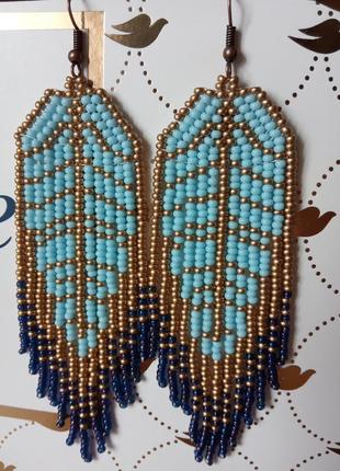 Сережки "пір'ячко жарптиці 3"