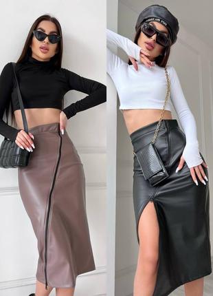 Спідниця, юбка нижче колін. екошкіра на замші. юбка з високою талією