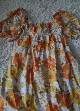 Длинное коттоновое платье в цветочный принт с красивой спинкой2 фото