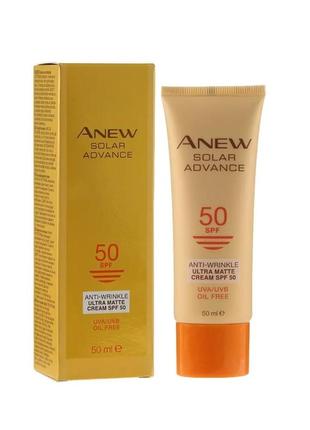 Матирующий солнцезащитный крем с тональным эффектом spf50 " anew "avon 50ml.2 фото