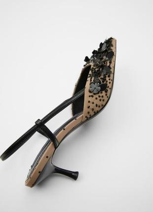 Мюлі слінгбеки з паєтками kitten heel