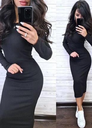 Базова сукня, р уні 40-42, трикотаж резинка, чорний1 фото