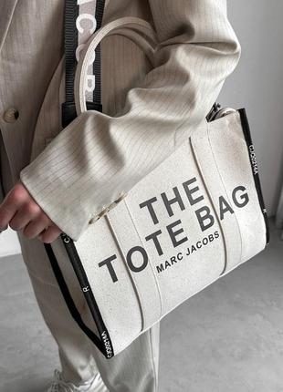 Женская сумка текстиль светлая marc jacobs tote bag3 фото