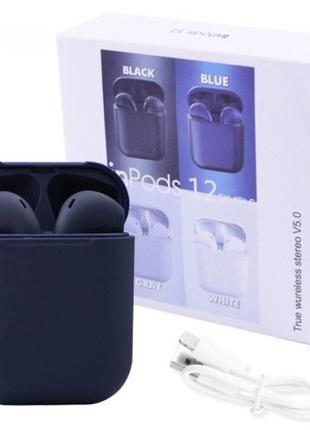 Бездротові bluetooth навушники tws i12 pods (сині, чорні, білі, сірі)