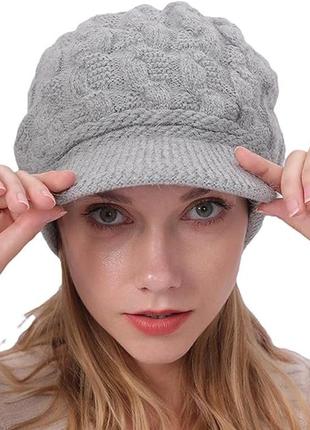 Кепка зимняя женская светло серая, шапка1 фото