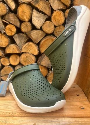 Чоловічі крокси crocs literide clog army green/white хакі